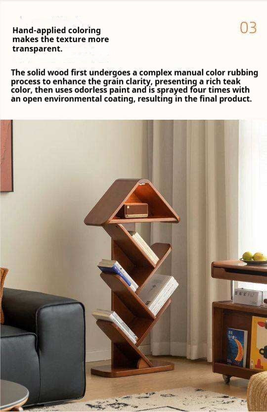 Poplar Solid Wood Mid Century Style Bookshelf And Newspaper Rack