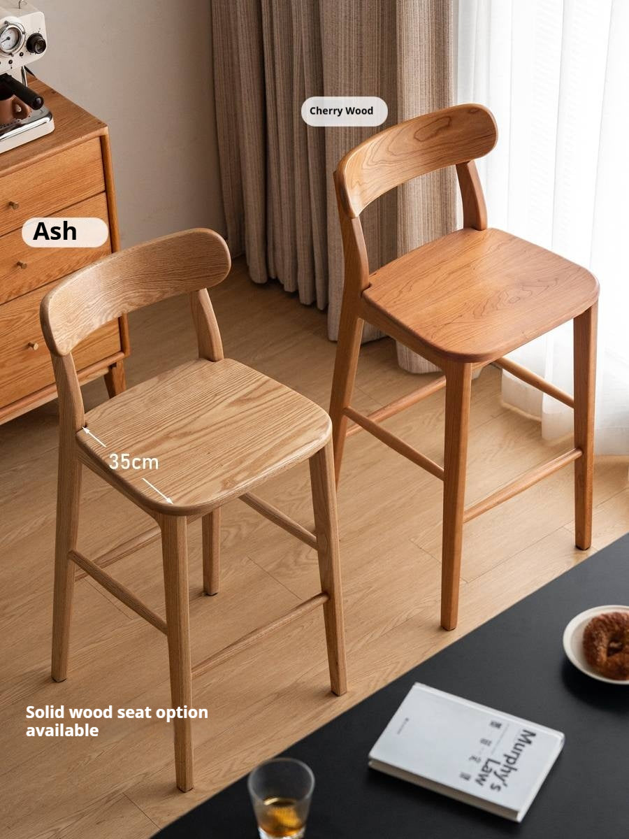 Set 3 pcs Cherry, Ash Solid Wood Modern Bar Stool