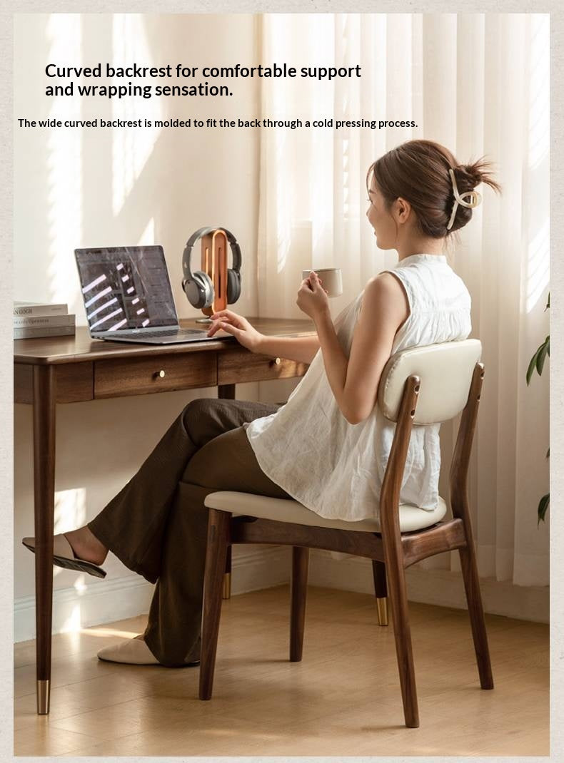 Set 4pcs Black Walnut Solid Wood Home Soft Back Dining Chair