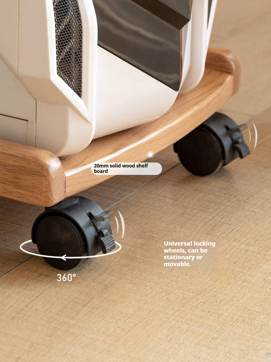 Solid RubberWood, Oak Solid Wood Mobile Computer Host Base Tray