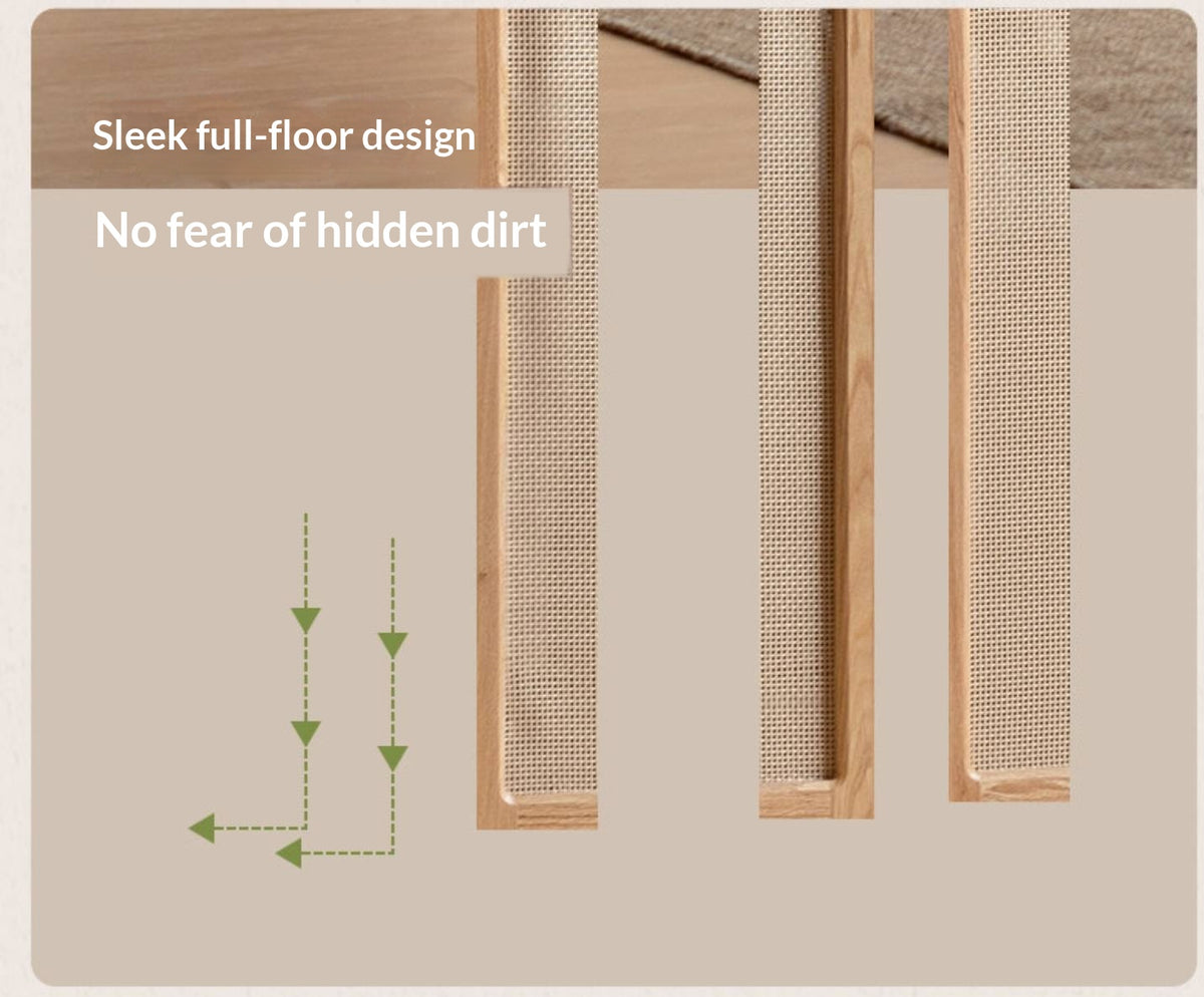 Oak Solid Wood Arched Rattan Door Wardrobe