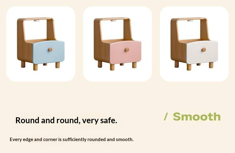 Beech Solid Wood Kids Nightstand Built-in Night Light