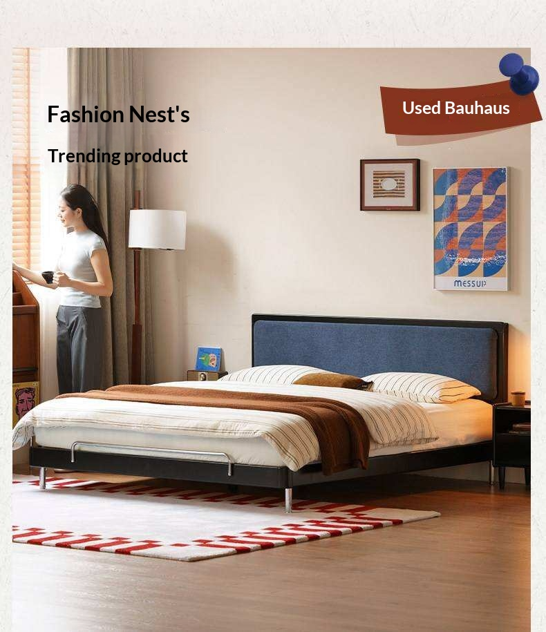 Rubberwood Solid Wood Ancient Style Double Bed