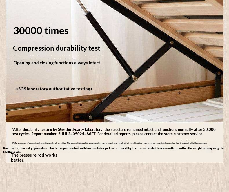 Rubberwood Solid Wood Bed with White Cream Style Large Box Frame