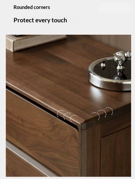 Black Walnut, Sandalwood Solid Wood, Solid Longan Hardwood Italian Light Luxury Chest of Drawers