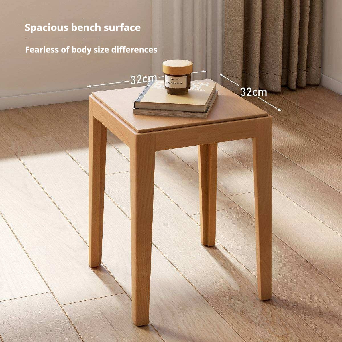 Beech Solid Wood Stackable Stool with Nordic Minimalist Design