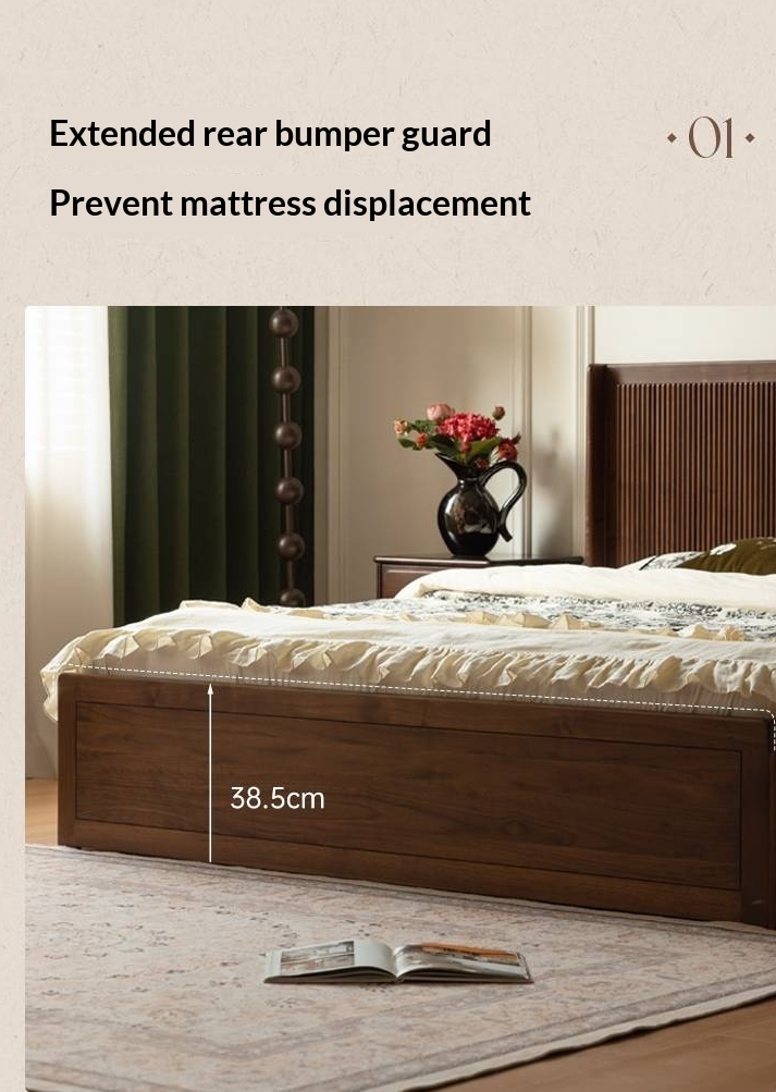 Black Walnut Solid Wood Italian Light Luxury Retro Storage Box Bed