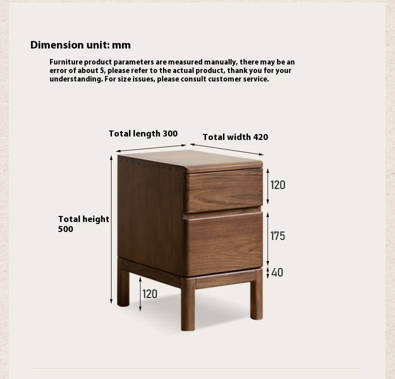 Black Walnut, Ash Solid Wood Storage Nightstand