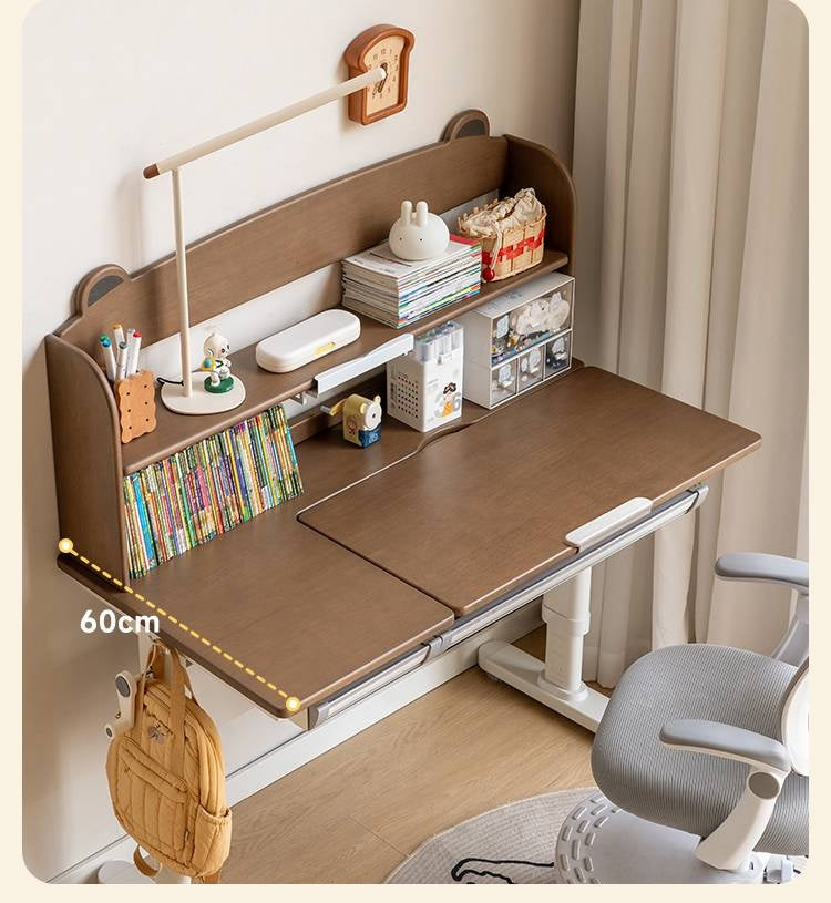 Solid Rubberwood Children s Hand-cranked Height Adjustable Desk