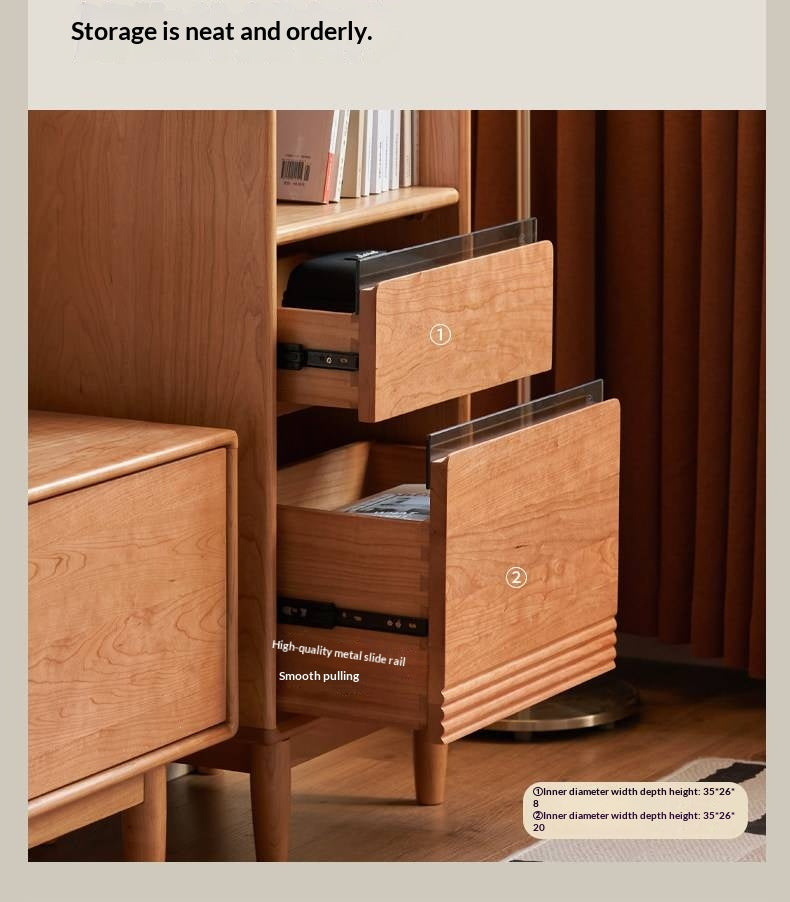 Cherry Solid Wood Wall-Mounted Side Cabinet Modern Minimalist Style