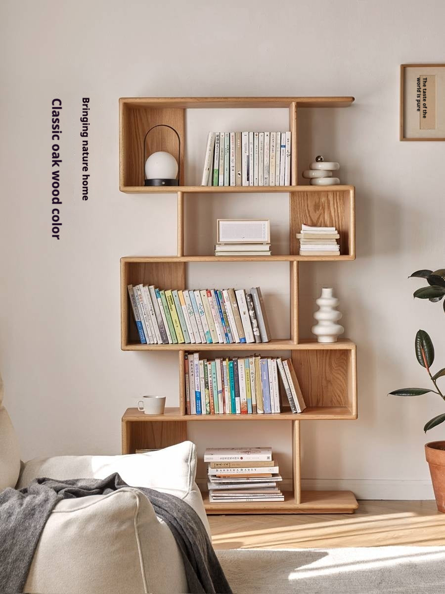 Oak Solid Wood Modern Minimalist Style Bookshelf