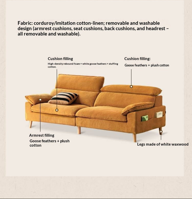 Deep Seat Sofa with Adjustable Headrest