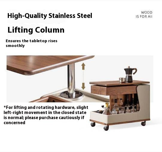 Black Walnut Solid Wood Liftable Rotating Mobile Side Table