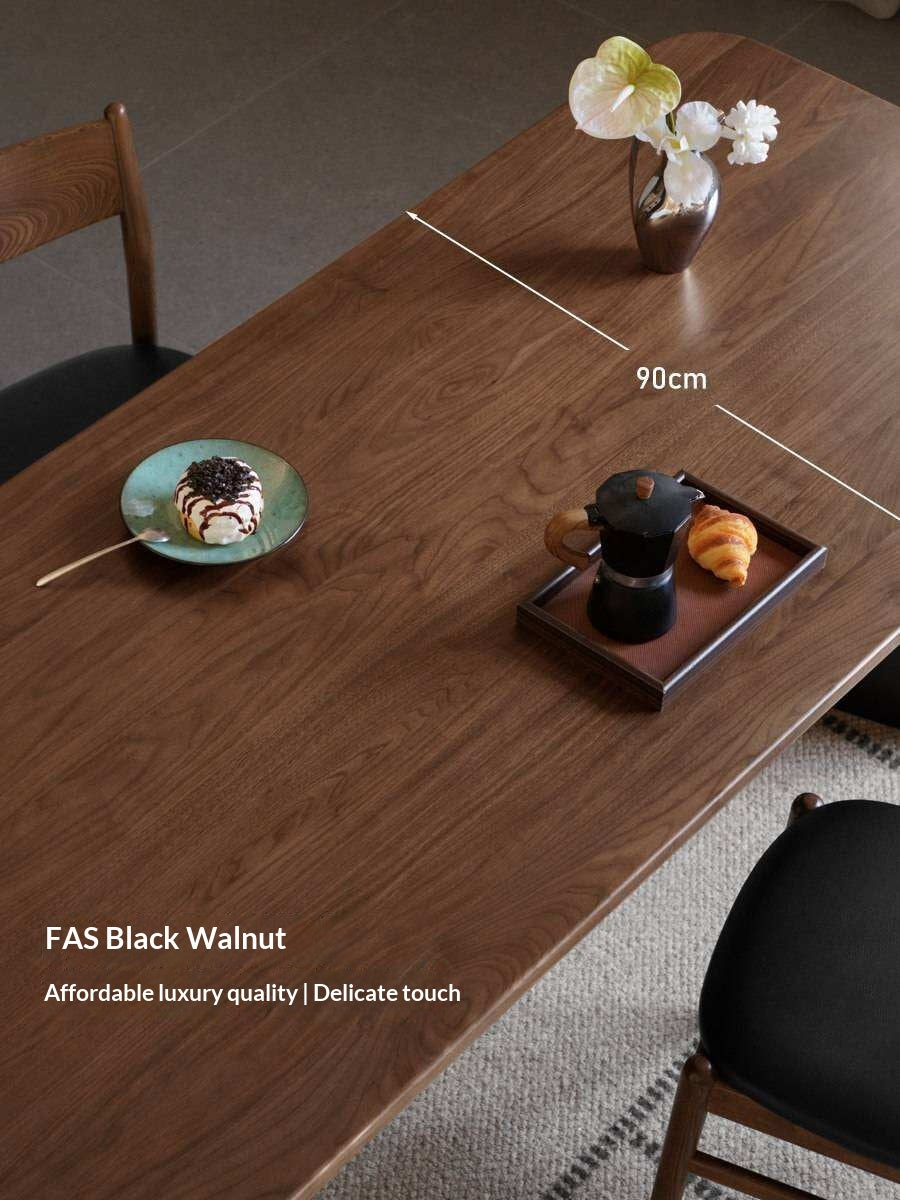 Black Walnut Solid Wood Dining Table with Italian Light Luxury Design