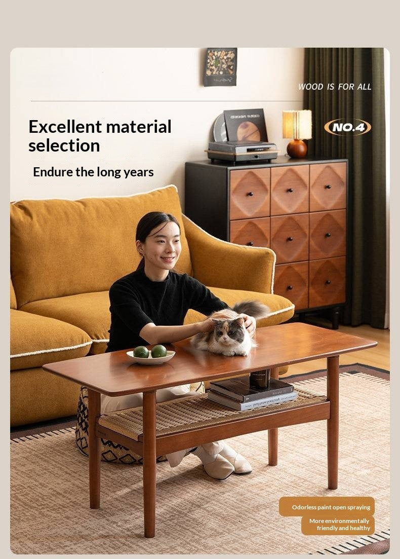 Poplar Solid Wood Coffee Table Vintage Style