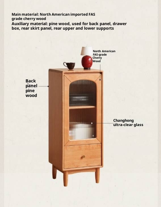 Cherry Solid Wood Vintage Style Side Cabinet