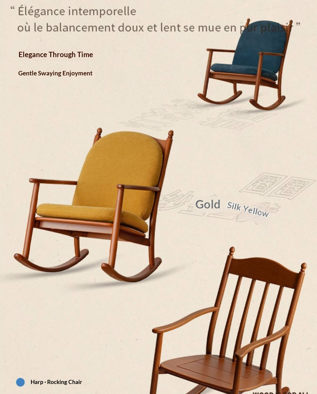 Beech Solid Wood Mid Century Rocking Chair