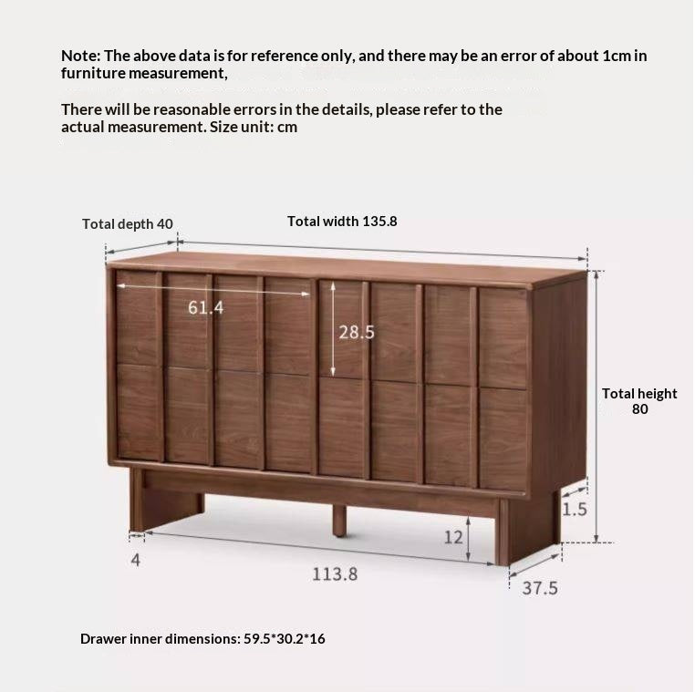 Black Walnut Solid Wood Wabi-Sabi Style Chest Of Drawers