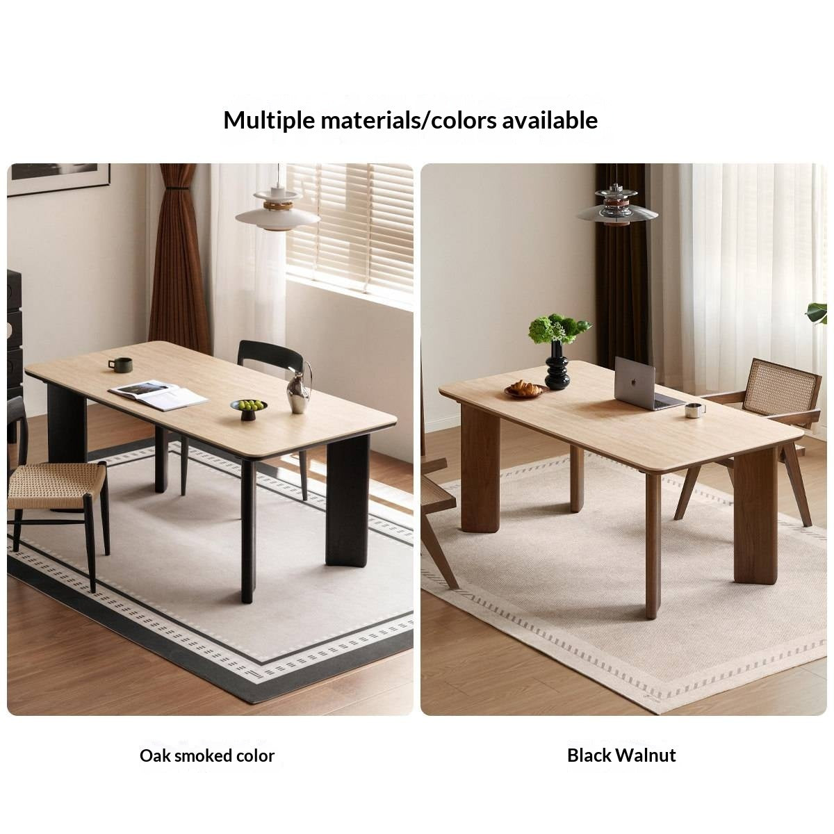 Black Walnut Solid Wood Travertine Slab Light Luxury Dining Table