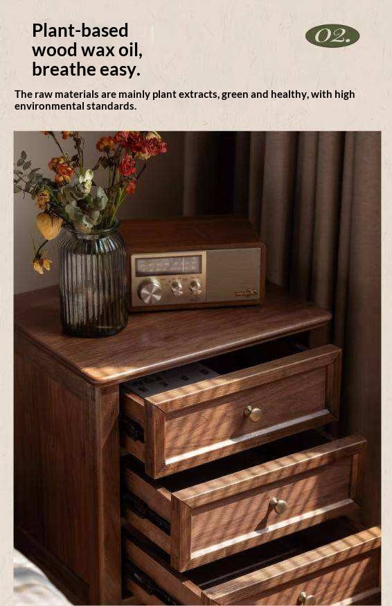 Black Walnut Solid Wood Nightstand.
