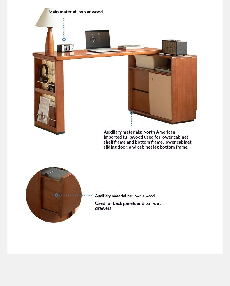 Poplar Solid Wood Antique Style Office Desk