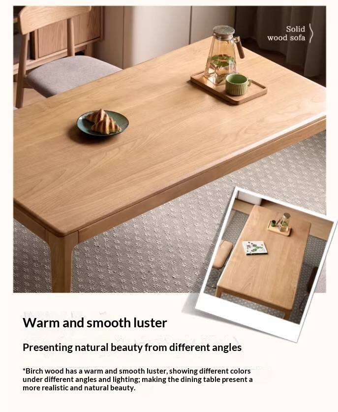Oak Solid Wood Dining Table with Rectangular Top and Clean Lines