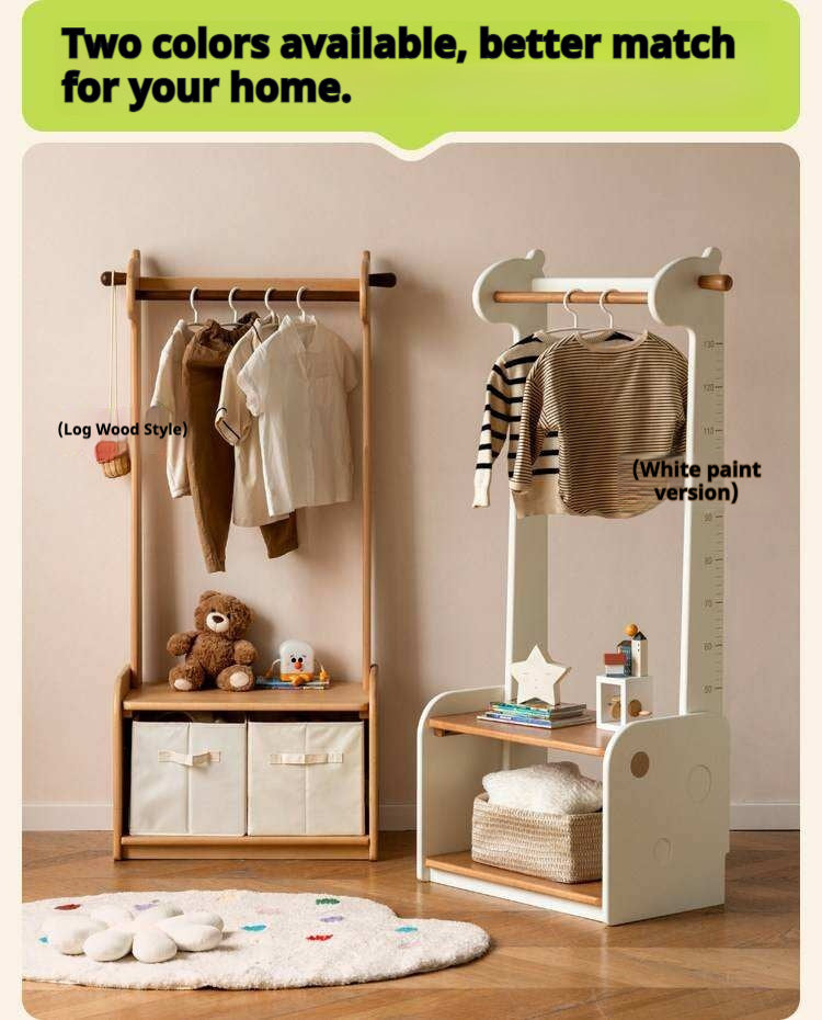 Beech, Solid Rubberwood Children's Coat Rack.