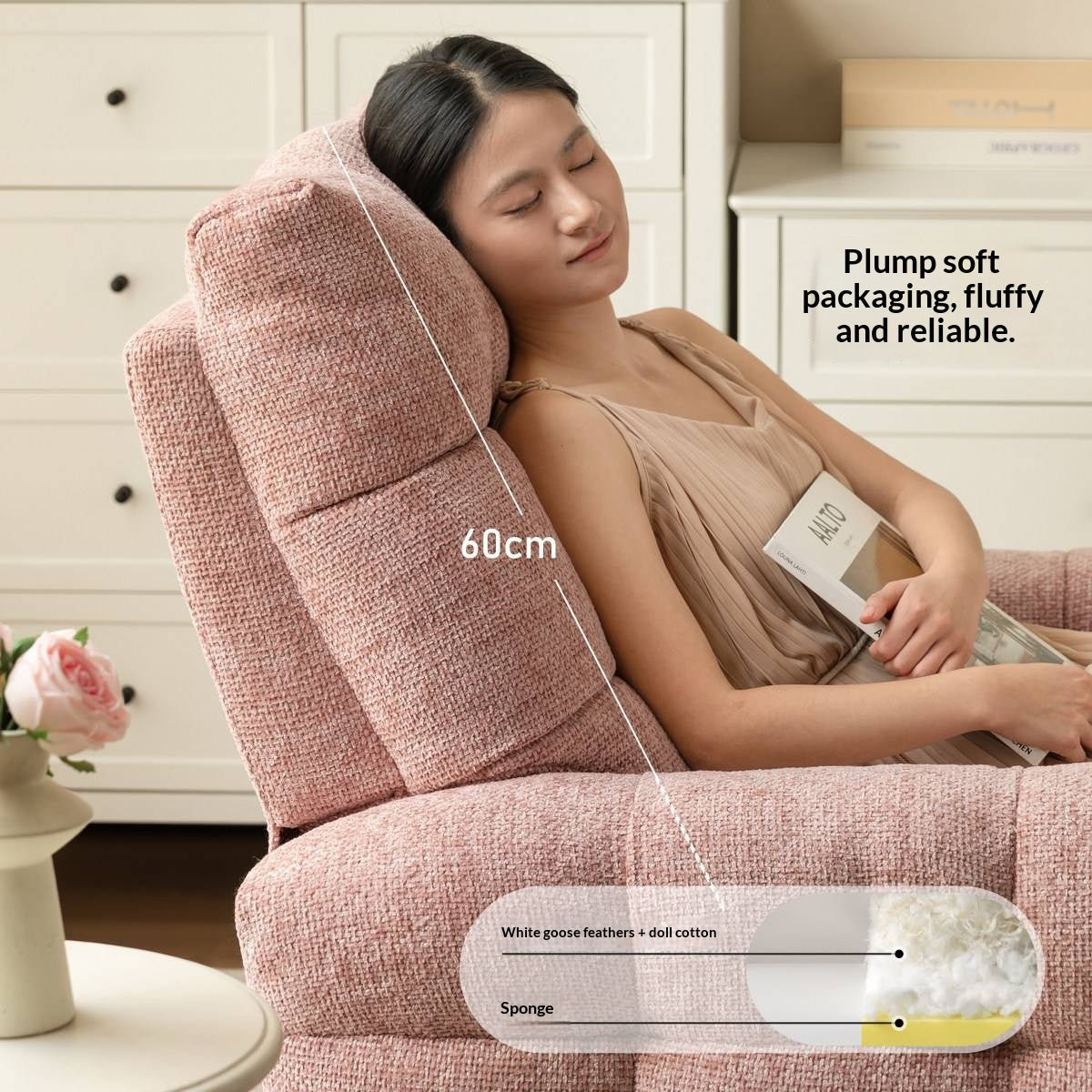 French Modern Recliner Accent Chair in Fabric