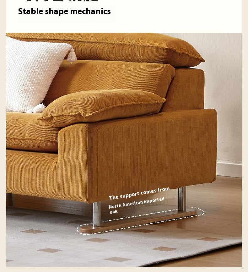 High-Back Corduroy Fabric Sofa with Removable Cover