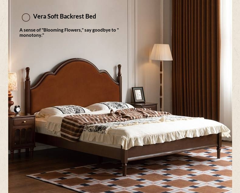 Poplar Solid Wood Box Bed — American Retro Vintage Style Off-the-Ground Box Bed