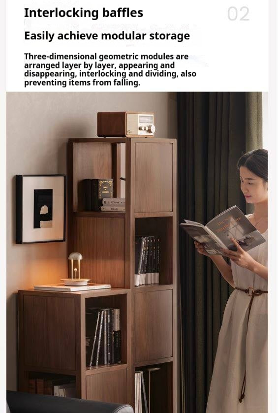 Black Walnut, Oak Solid Wood Bookshelf