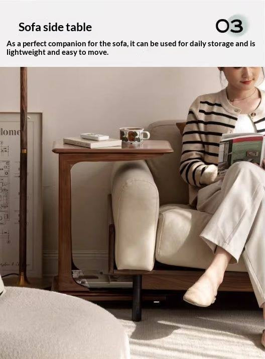 Sandalwood Solid Wood Movable Side Table Modern Aesthetic