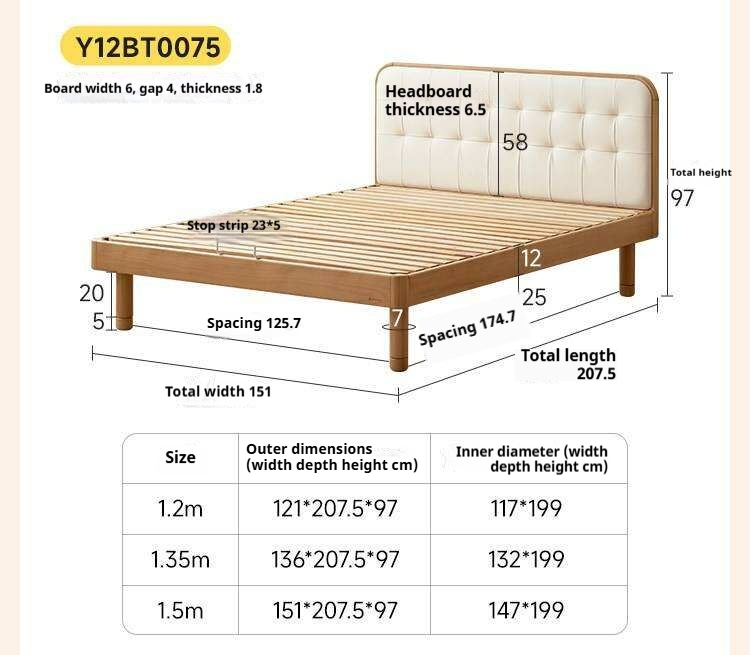 Oak, Rubberwood,Beech Solid Wood Montessori Children's Bed — Soft Upholstered Bed