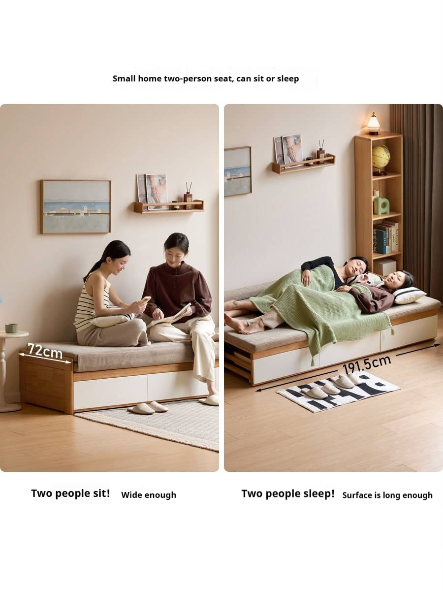 Solid RubberWood Storage Daybed with Pull-Out Drawer and Backless Design