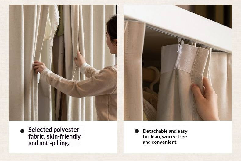 Solid RubberWood Wardrobe with curtains Design