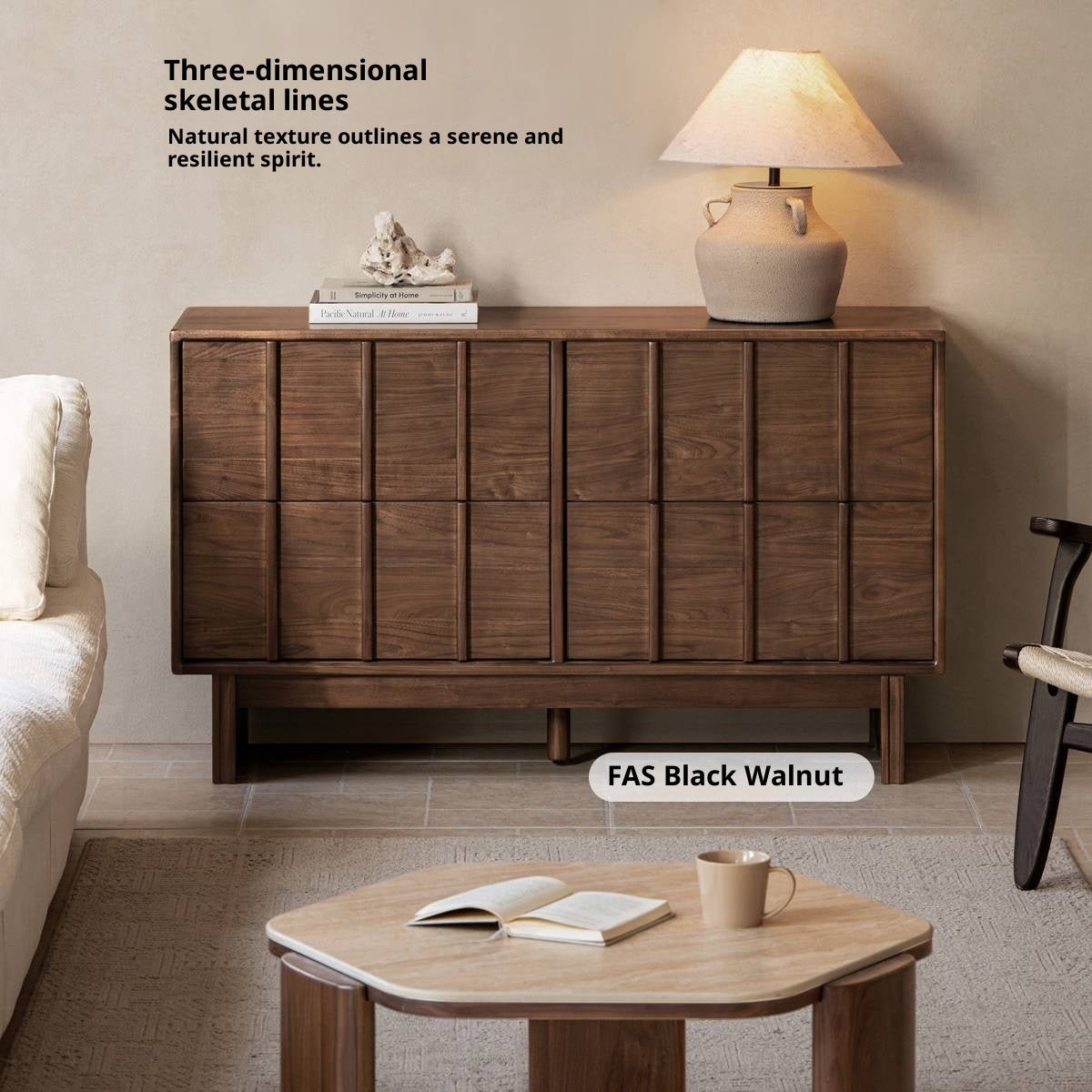 Black Walnut Solid Wood Wabi-Sabi Style Chest Of Drawers