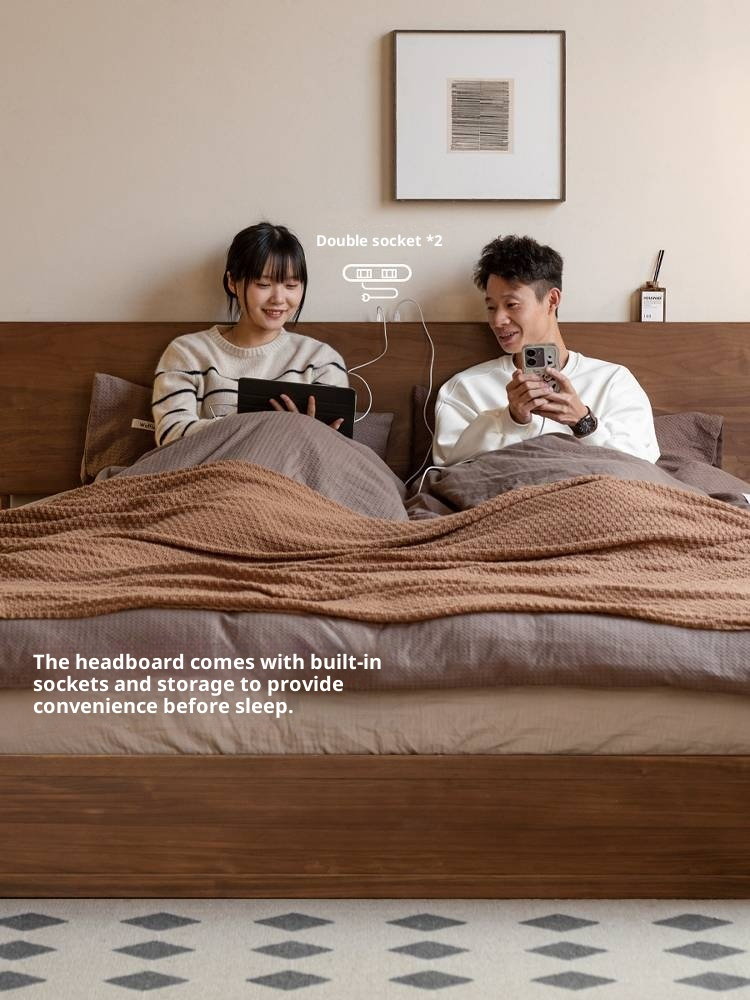 Black Walnut Solid Wood Box Bed Simple Modern Nordic Style