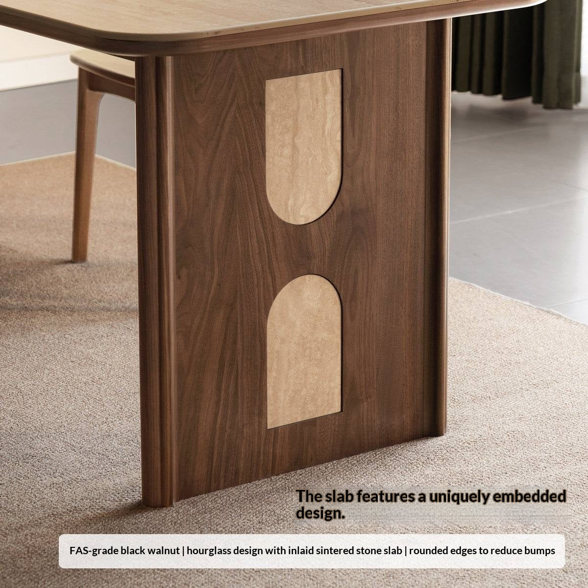 Black Walnut Solid Wood Vintage Style Slab Dining Table