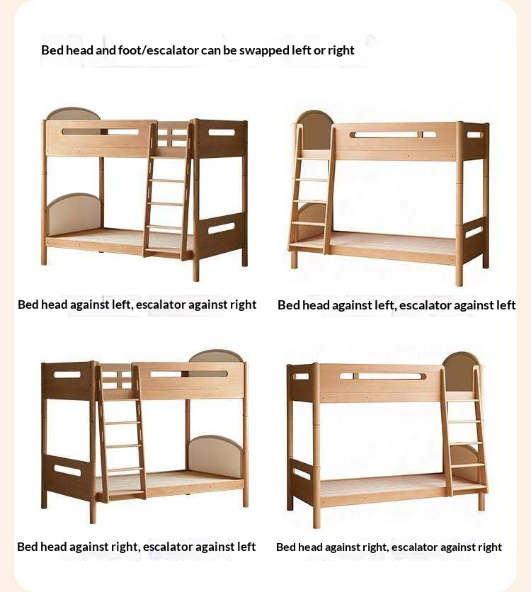 Beech Solid Wood Compact Bunk Bed, Suitable for Adults and Children