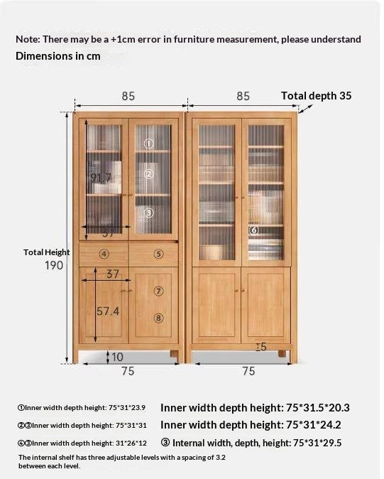 Solid Rubberwood Bookcase with Storage and Display Shelves