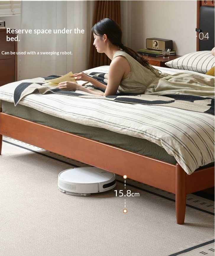 Poplar Solid Wood Vintage Soft Backrest Bed