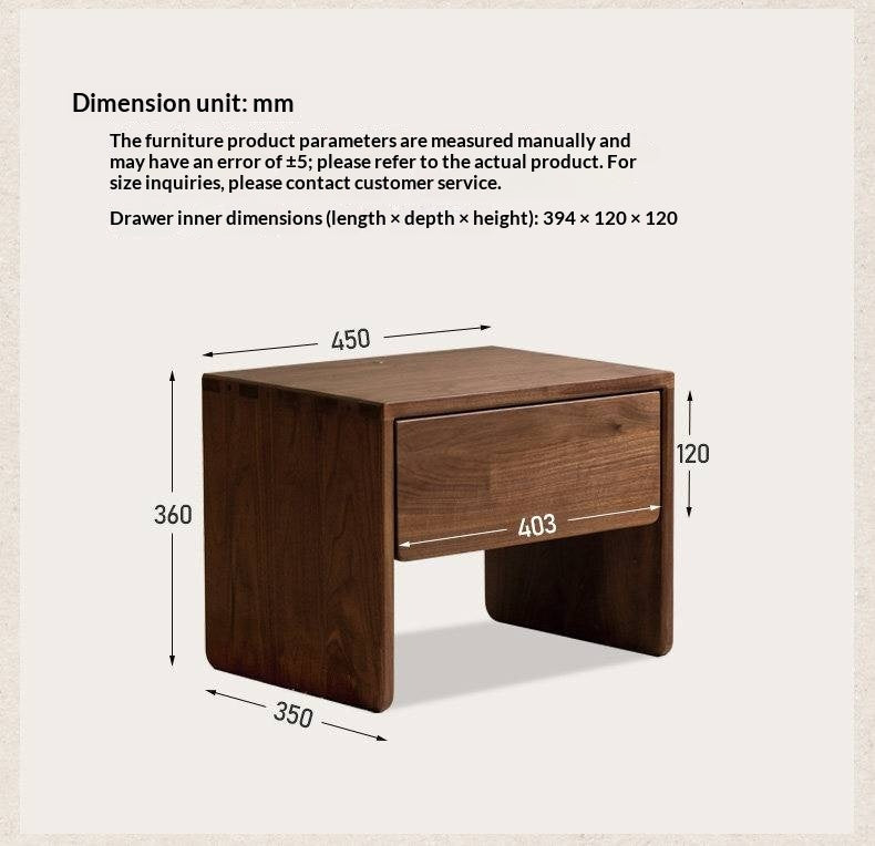 Black Walnut, Ash Solid Wood Simple Modern Nightstand
