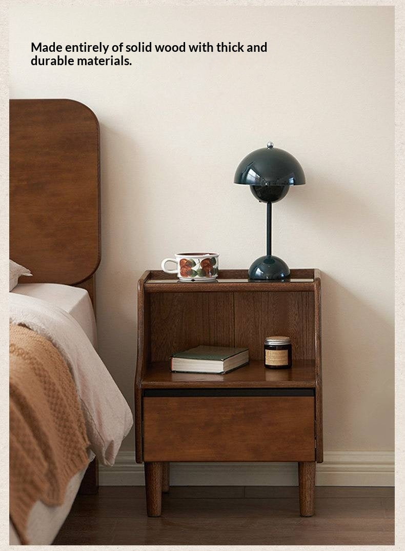 Oak Solid Wood, Solid Rubberwood Nightstand