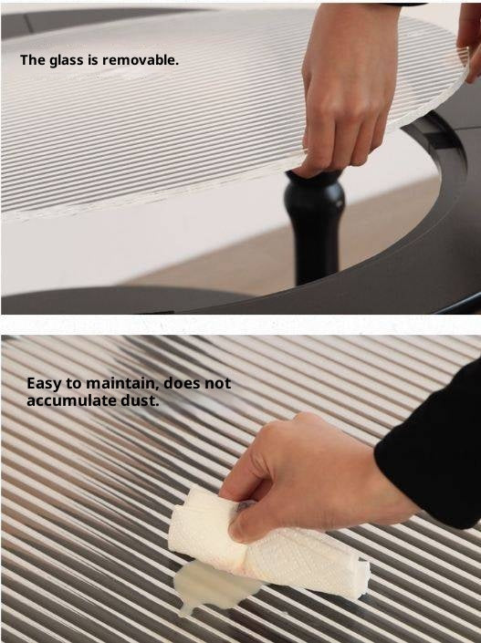 Rubber Solid Wood French Retro Glass Coffee Table.