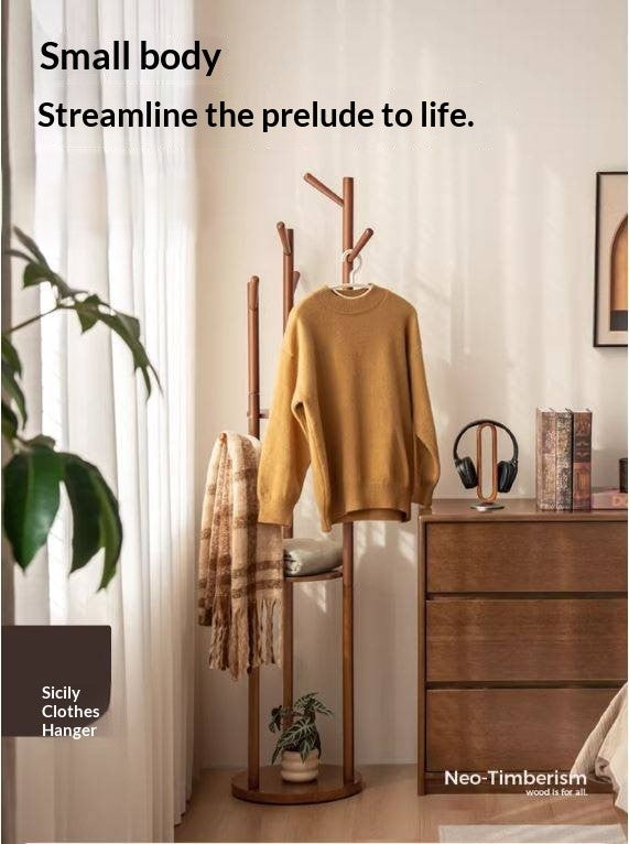 Solid Rubberwood Modern Minimalist Clothes Rack