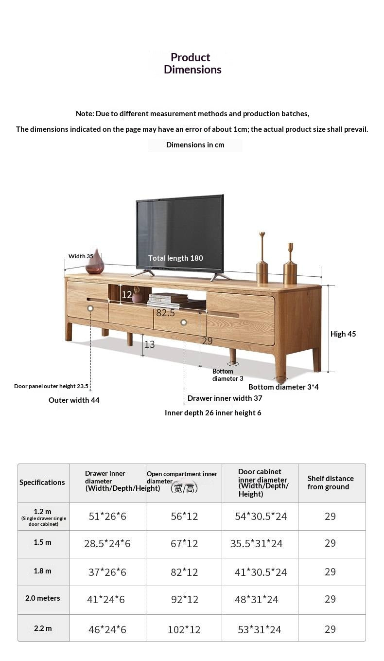 Oak, Solid Rubberwood Modern TV Stand