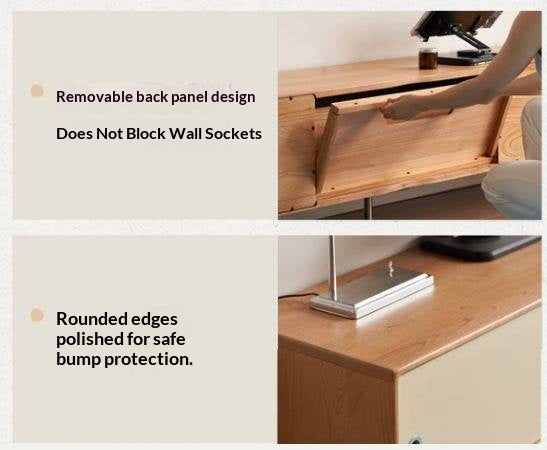 Cherry Solid Wood Bauhaus TV Stand with Color-Block Storage