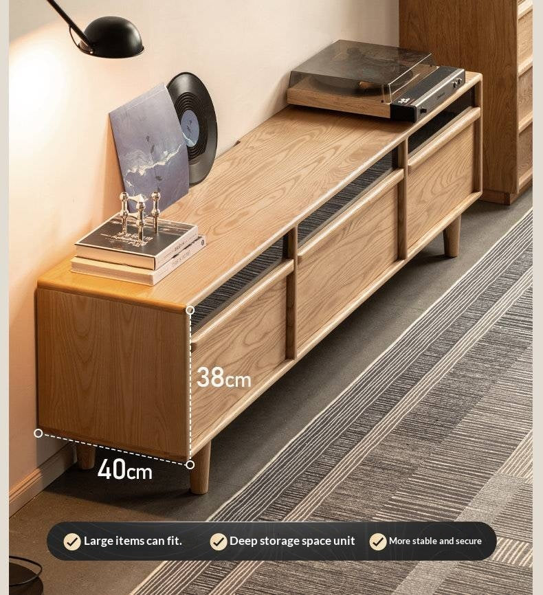 Ash Solid Wood Floor TV Cabinet