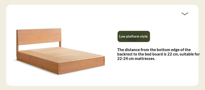 Cherry Solid Wood Storage Bed with Side Storage Drawers