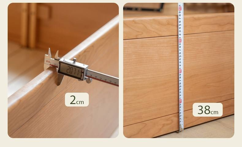 Cherry Solid Wood Storage Bed with Side Storage Drawers